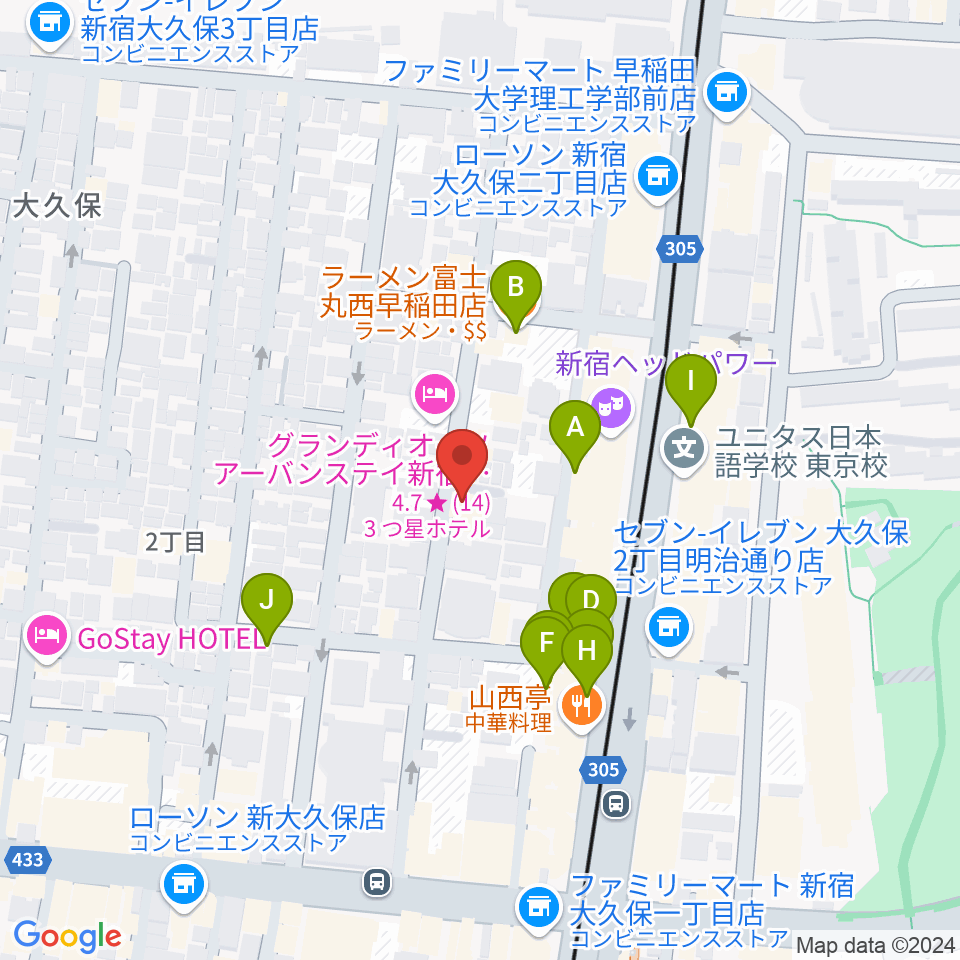 プリメラギター社周辺のファミレス・ファーストフード一覧地図