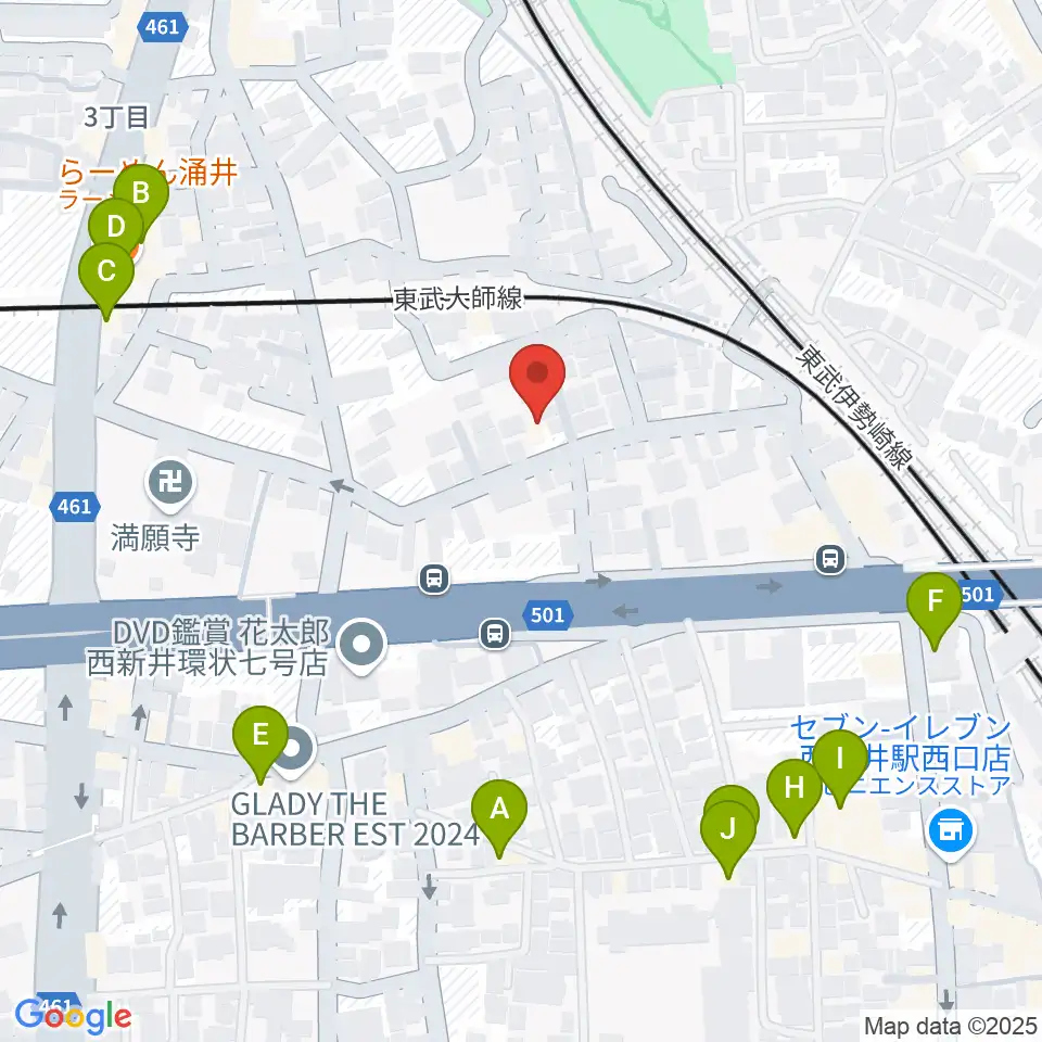 ケン・ミュージック周辺のファミレス・ファーストフード一覧地図