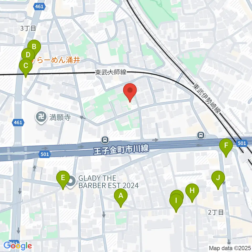 ケン・ミュージック周辺のファミレス・ファーストフード一覧地図