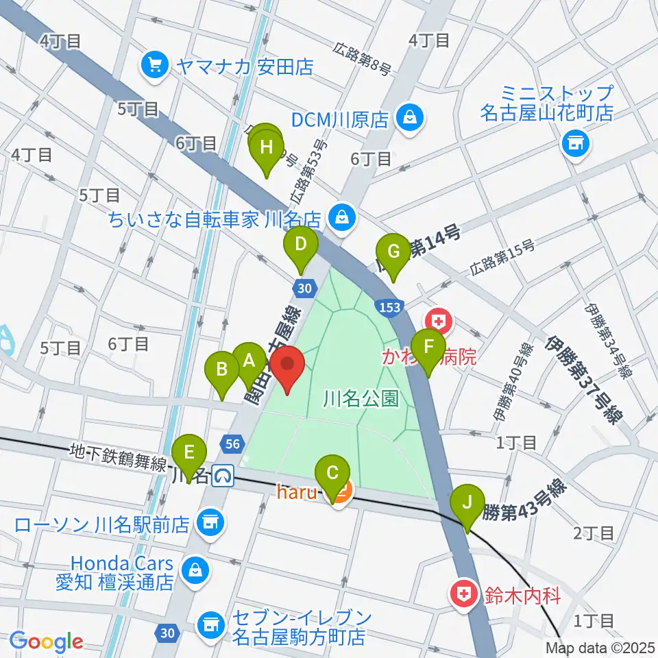 昭和文化小劇場周辺のファミレス・ファーストフード一覧地図