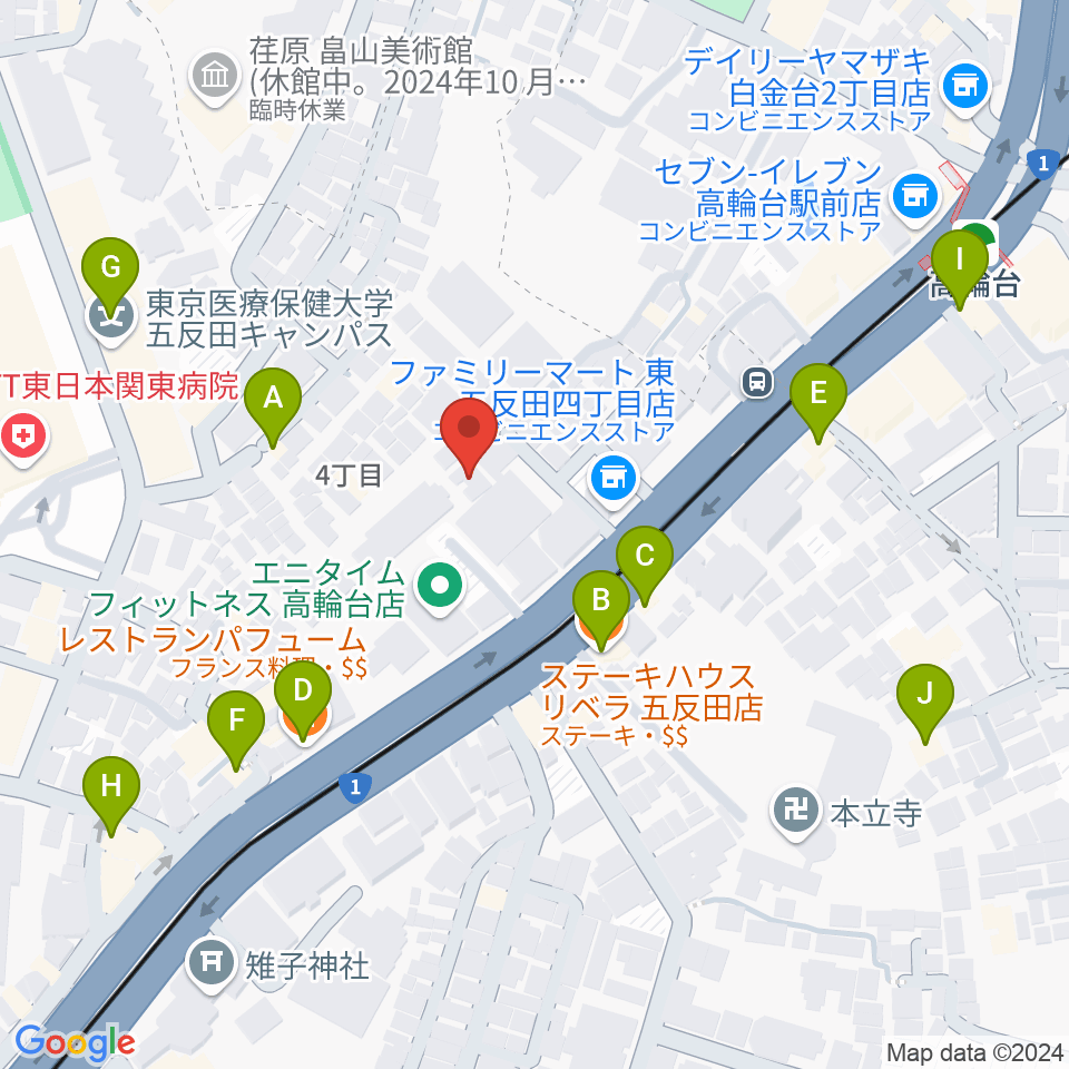 あげいし弦楽器工房周辺のファミレス・ファーストフード一覧地図