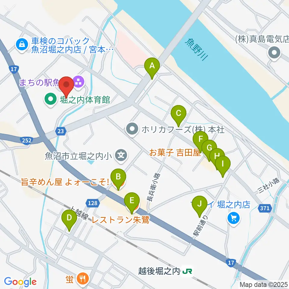 FMうおぬま周辺のファミレス・ファーストフード一覧地図