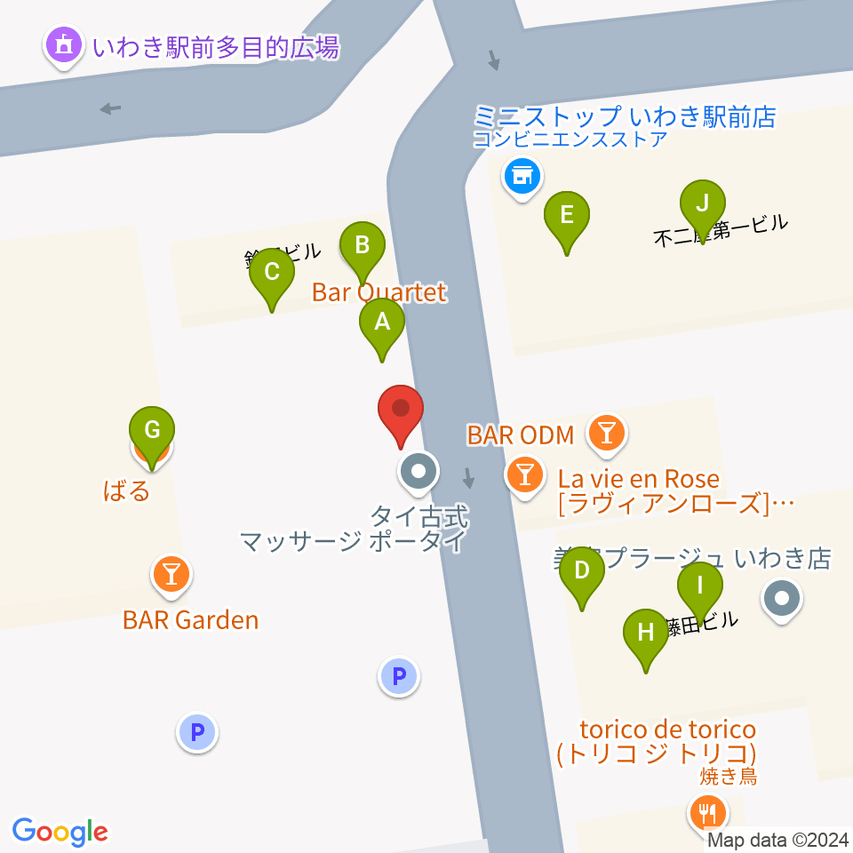 いわきバロウズ周辺のファミレス・ファーストフード一覧地図