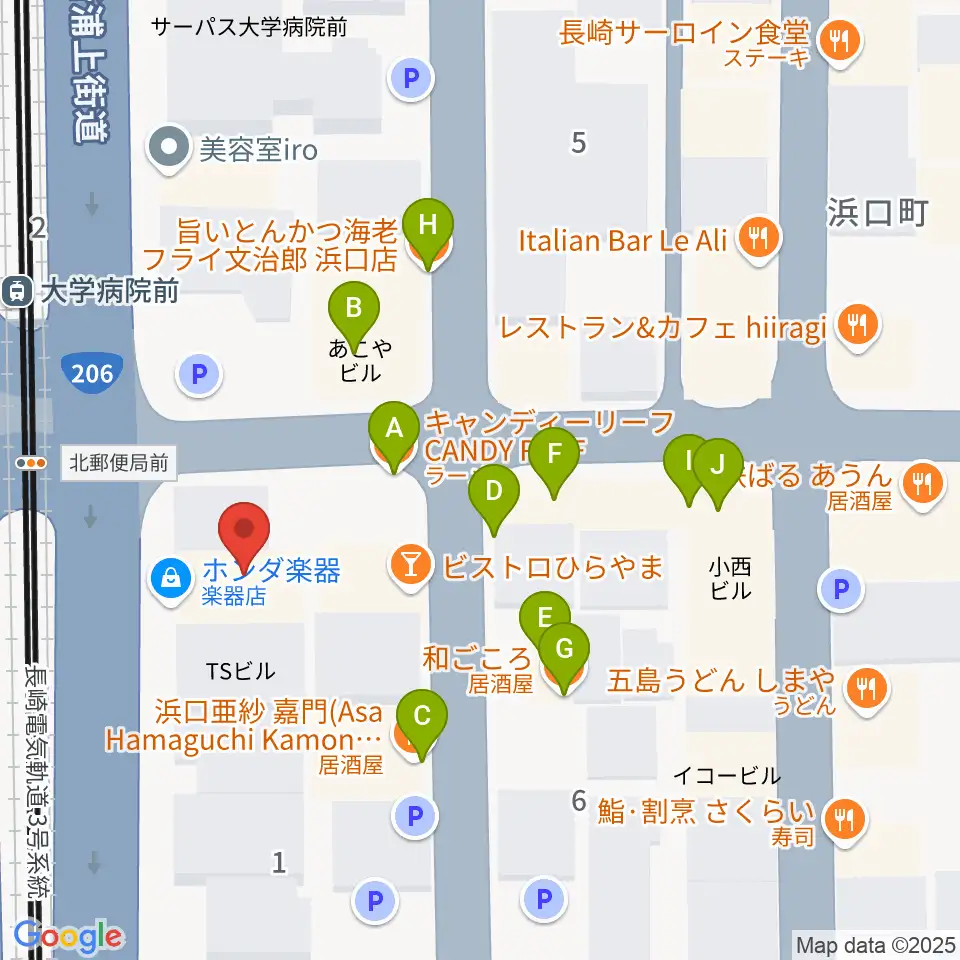 ホンダ楽器 アストロスペース周辺のファミレス・ファーストフード一覧地図