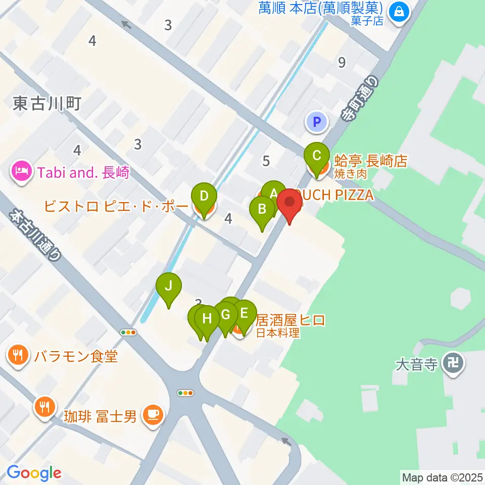 原楽器店周辺のファミレス・ファーストフード一覧地図