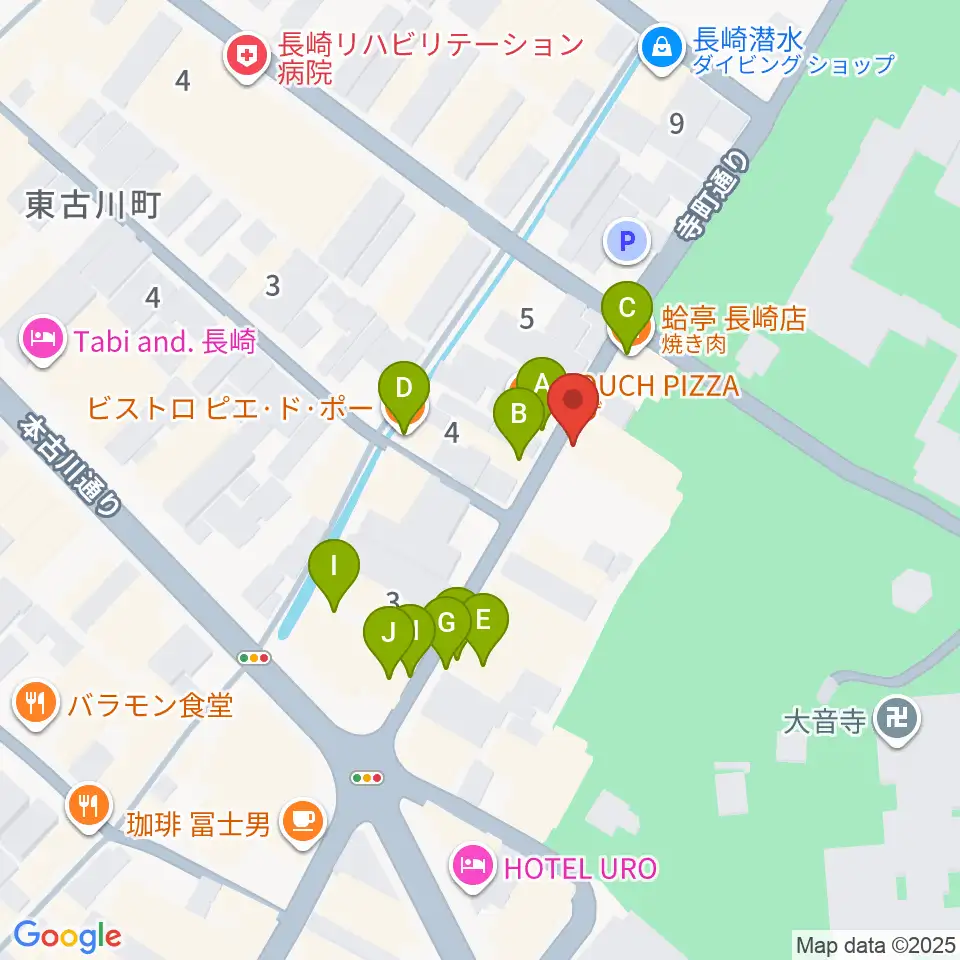 原楽器店周辺のファミレス・ファーストフード一覧地図