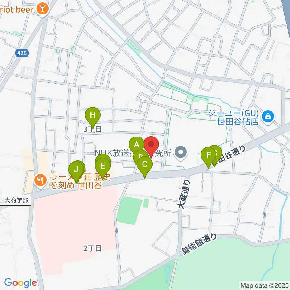 MGS Music School 砧校周辺のファミレス・ファーストフード一覧地図