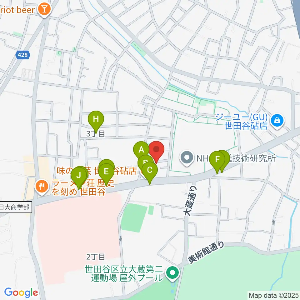 MGS Music School 砧校周辺のファミレス・ファーストフード一覧地図