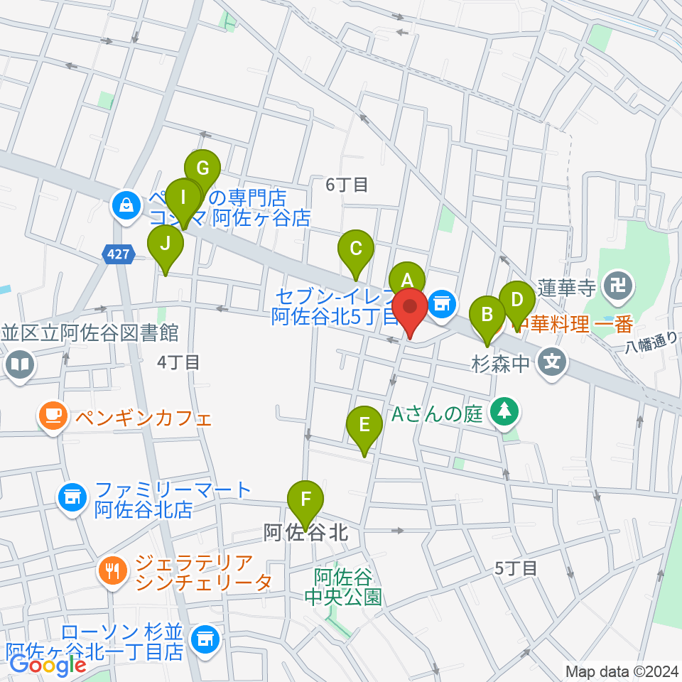 阿佐ヶ谷家劇場周辺のファミレス・ファーストフード一覧地図