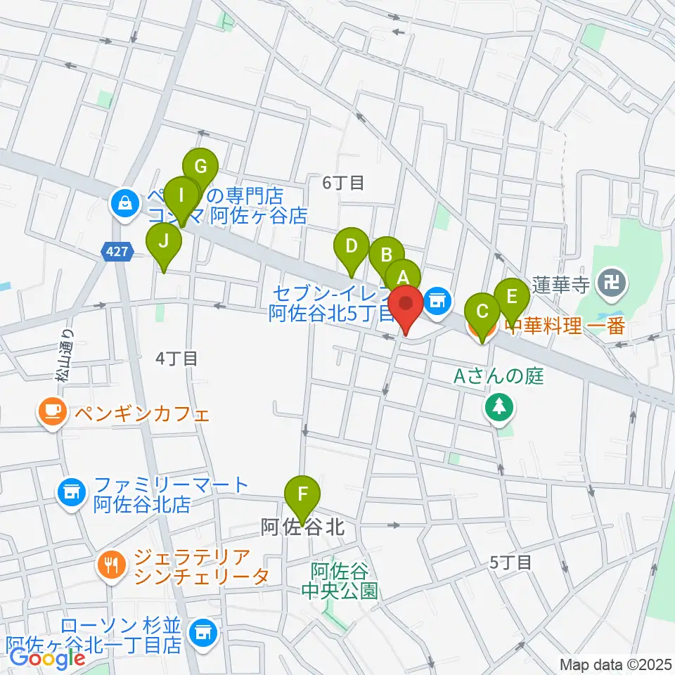阿佐ヶ谷家劇場周辺のファミレス・ファーストフード一覧地図