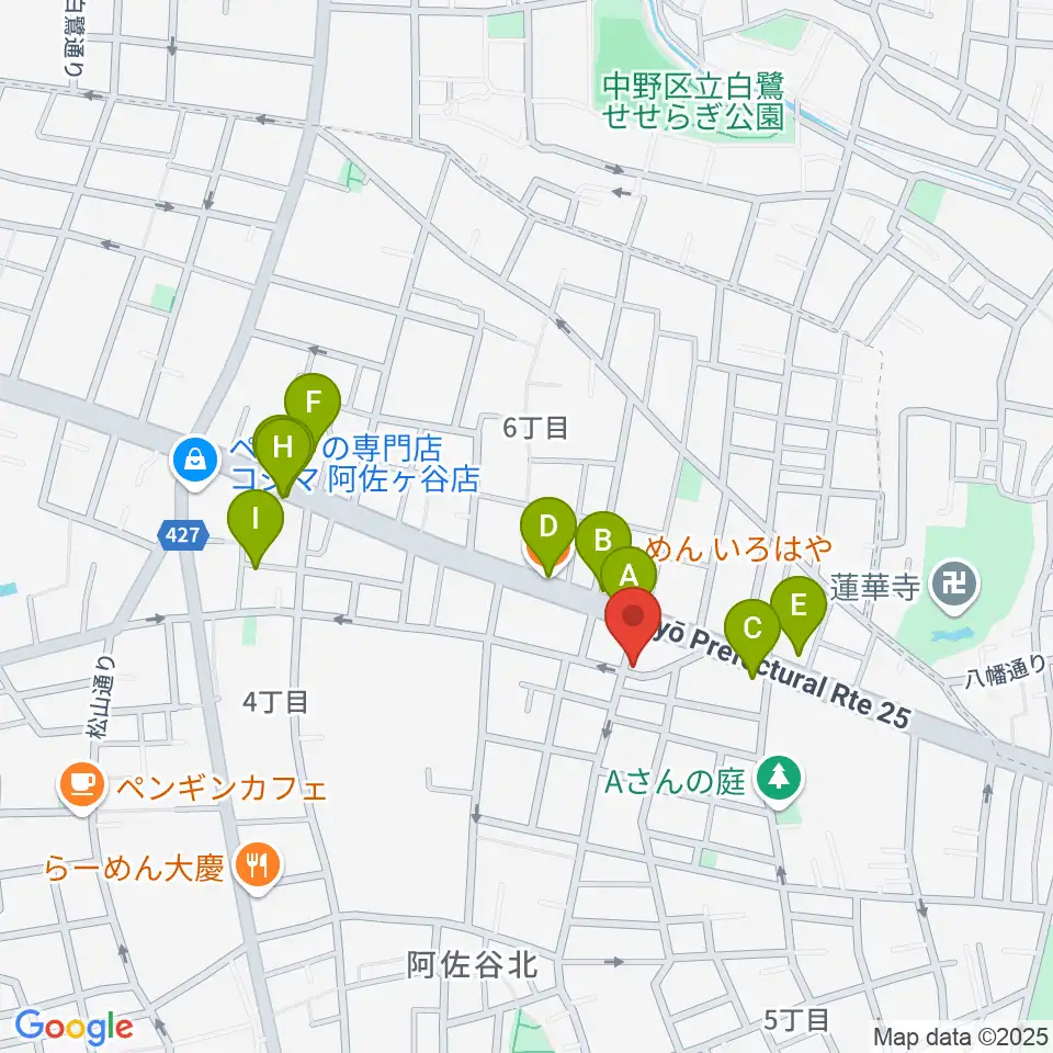 阿佐ヶ谷家劇場周辺のファミレス・ファーストフード一覧地図
