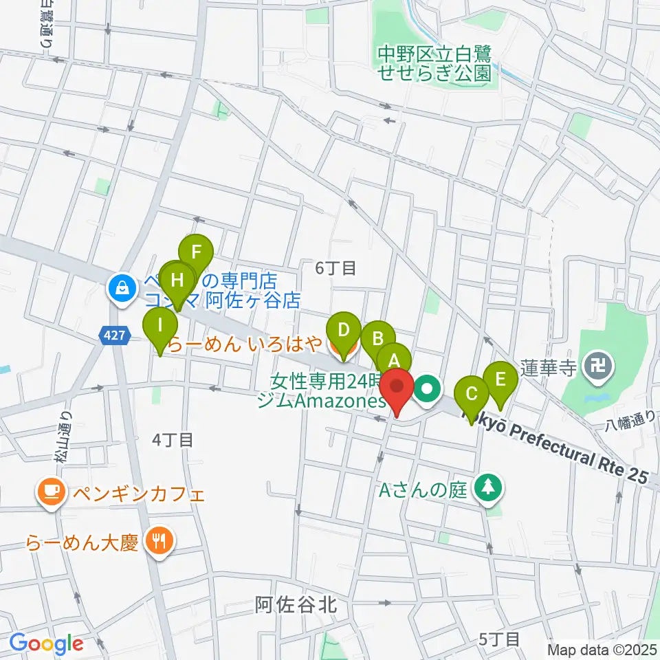 阿佐ヶ谷家劇場周辺のファミレス・ファーストフード一覧地図