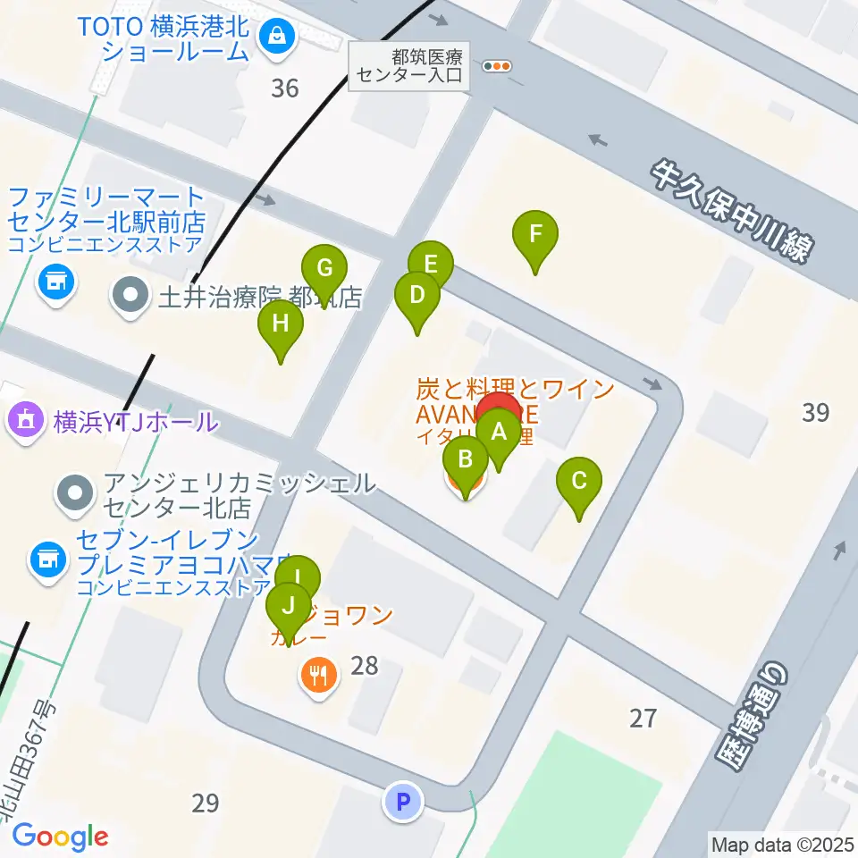 音楽教室IROHA周辺のファミレス・ファーストフード一覧地図