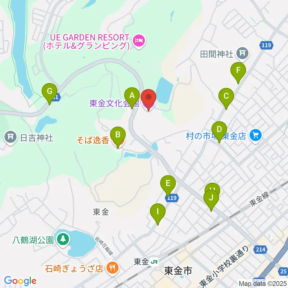 東金文化会館周辺のファミレス・ファーストフード一覧地図