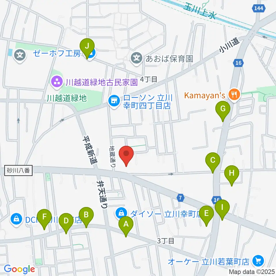 CHABOHIBA HALL周辺のファミレス・ファーストフード一覧地図