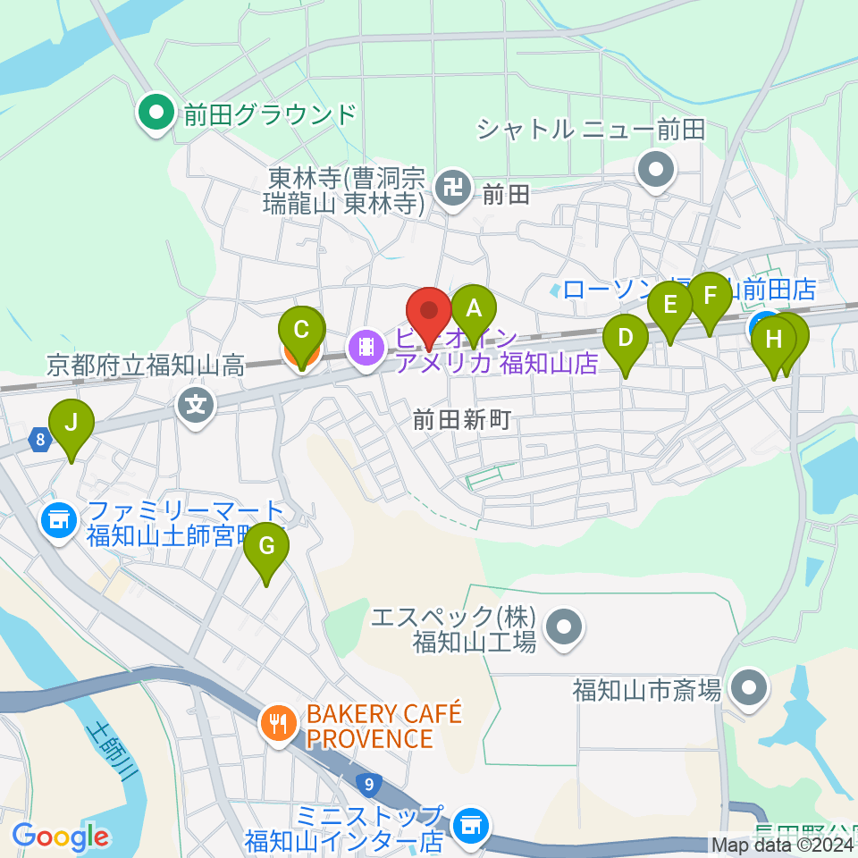 福知山サウンドラット周辺のファミレス・ファーストフード一覧地図