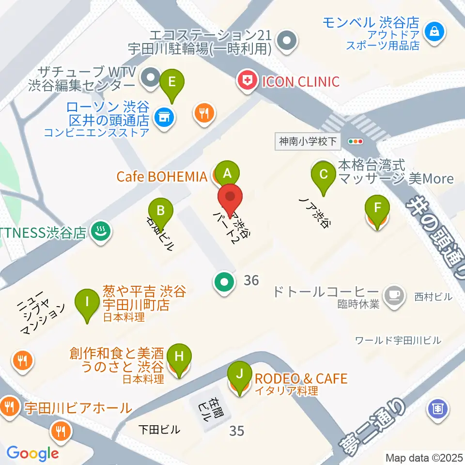 Lavocボーカル教室周辺のファミレス・ファーストフード一覧地図