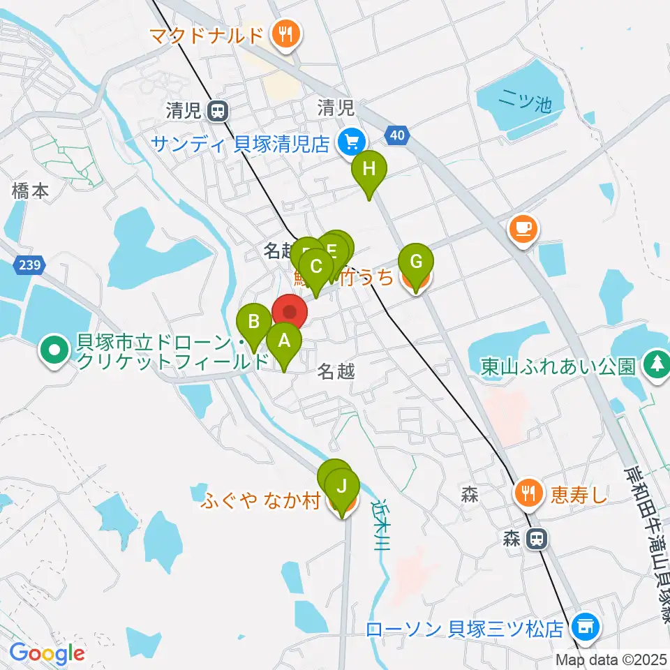 スタジオ0724周辺のファミレス・ファーストフード一覧地図