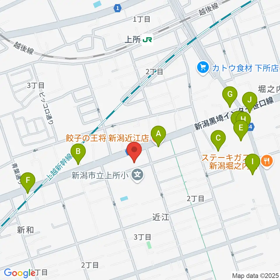 ハードオフ楽器館新潟近江店周辺のファミレス・ファーストフード一覧地図