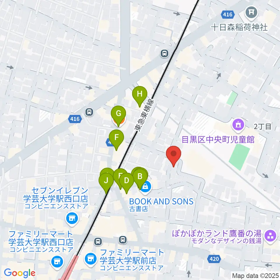 アプリーレ音楽教室周辺のファミレス・ファーストフード一覧地図