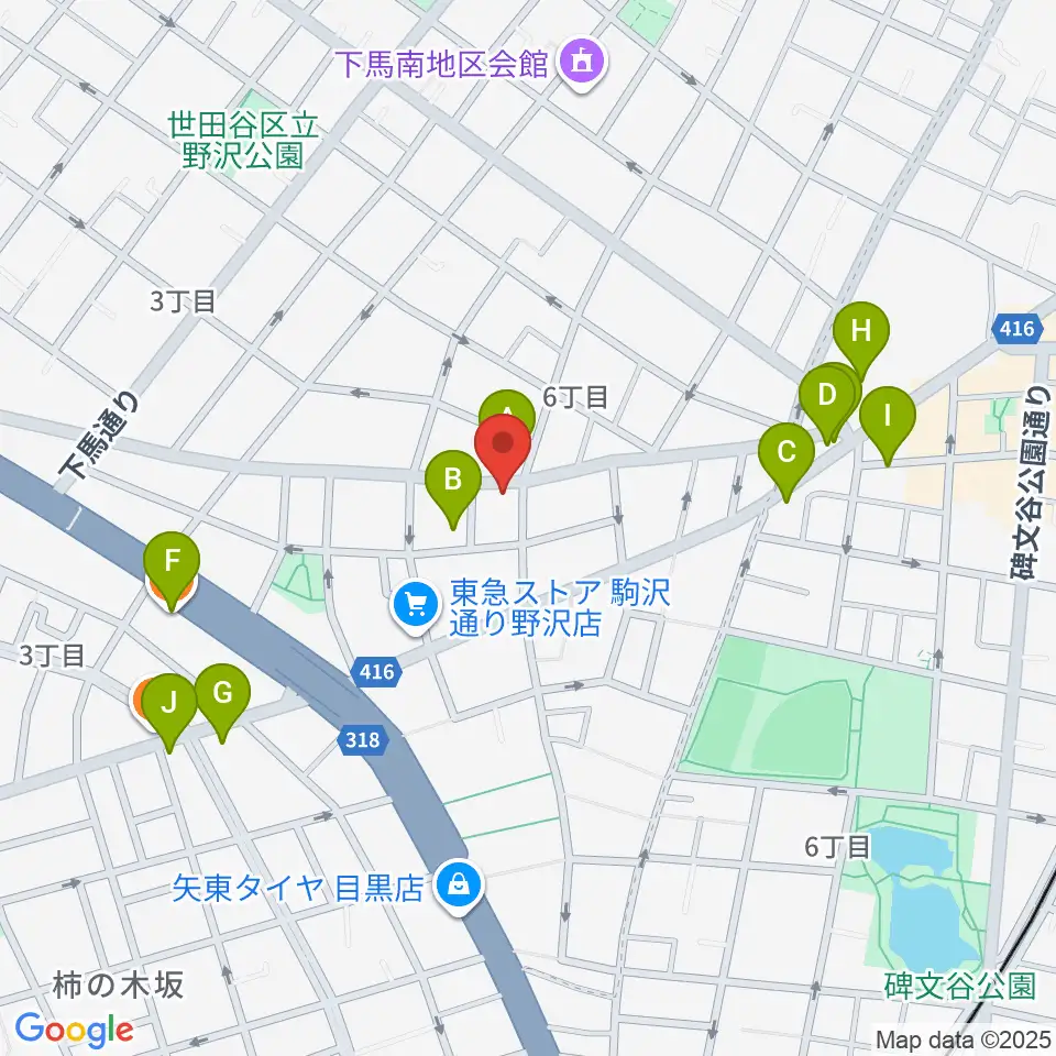 アプリーレ音楽教室周辺のファミレス・ファーストフード一覧地図