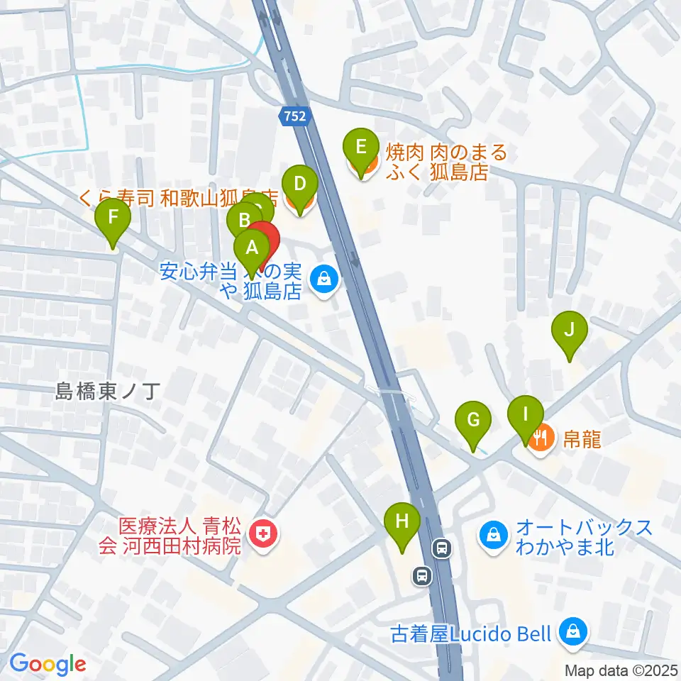和歌山LURU HALL周辺のファミレス・ファーストフード一覧地図