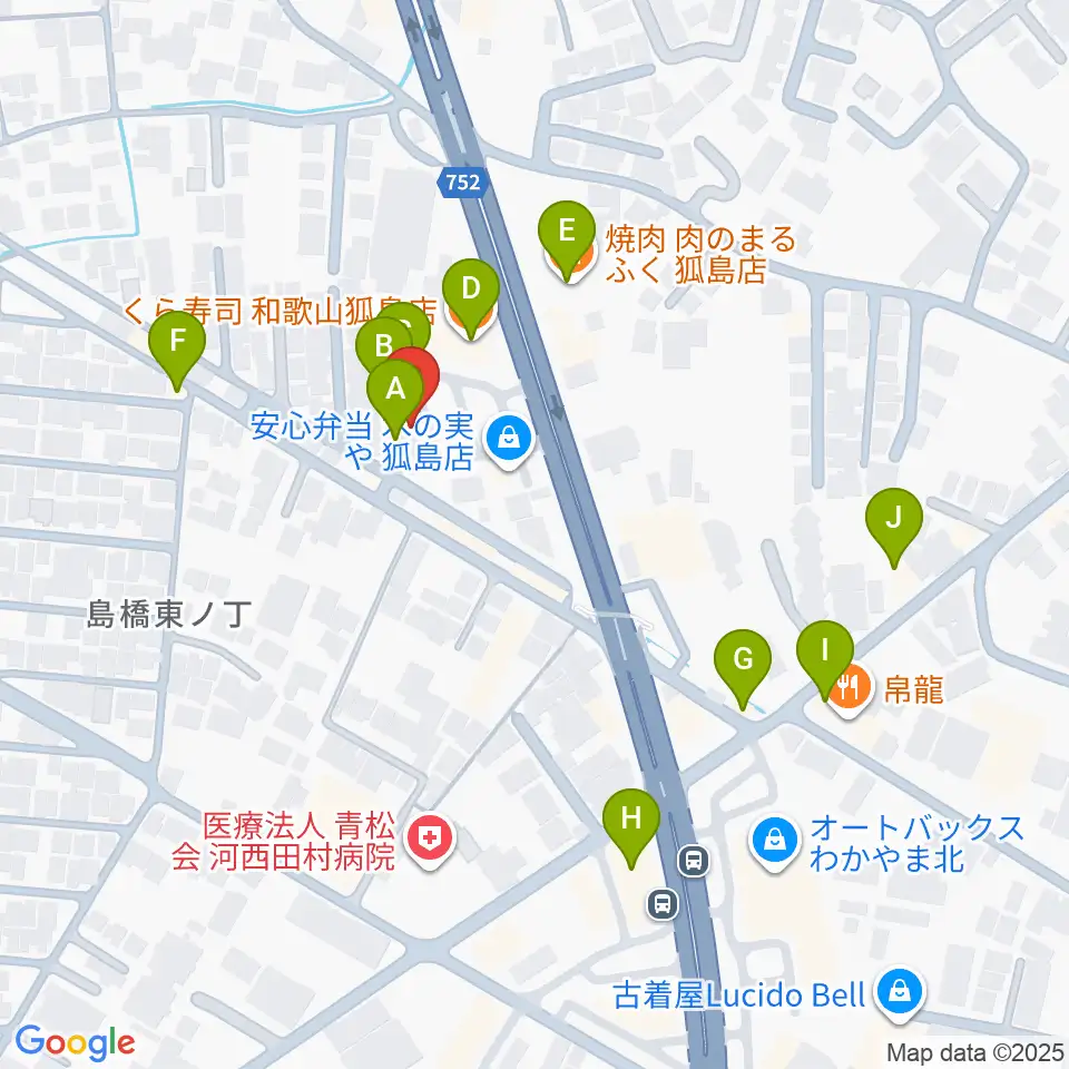和歌山LURU HALL周辺のファミレス・ファーストフード一覧地図