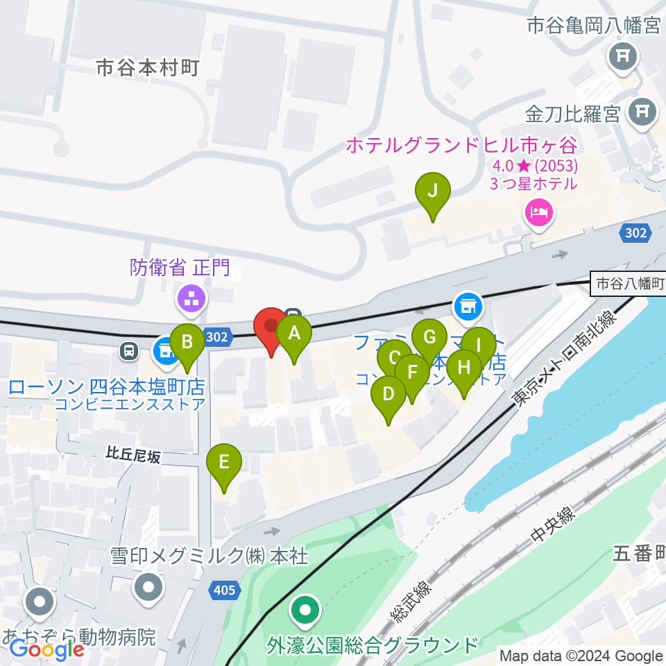 四谷ハニーバースト周辺のファミレス・ファーストフード一覧地図