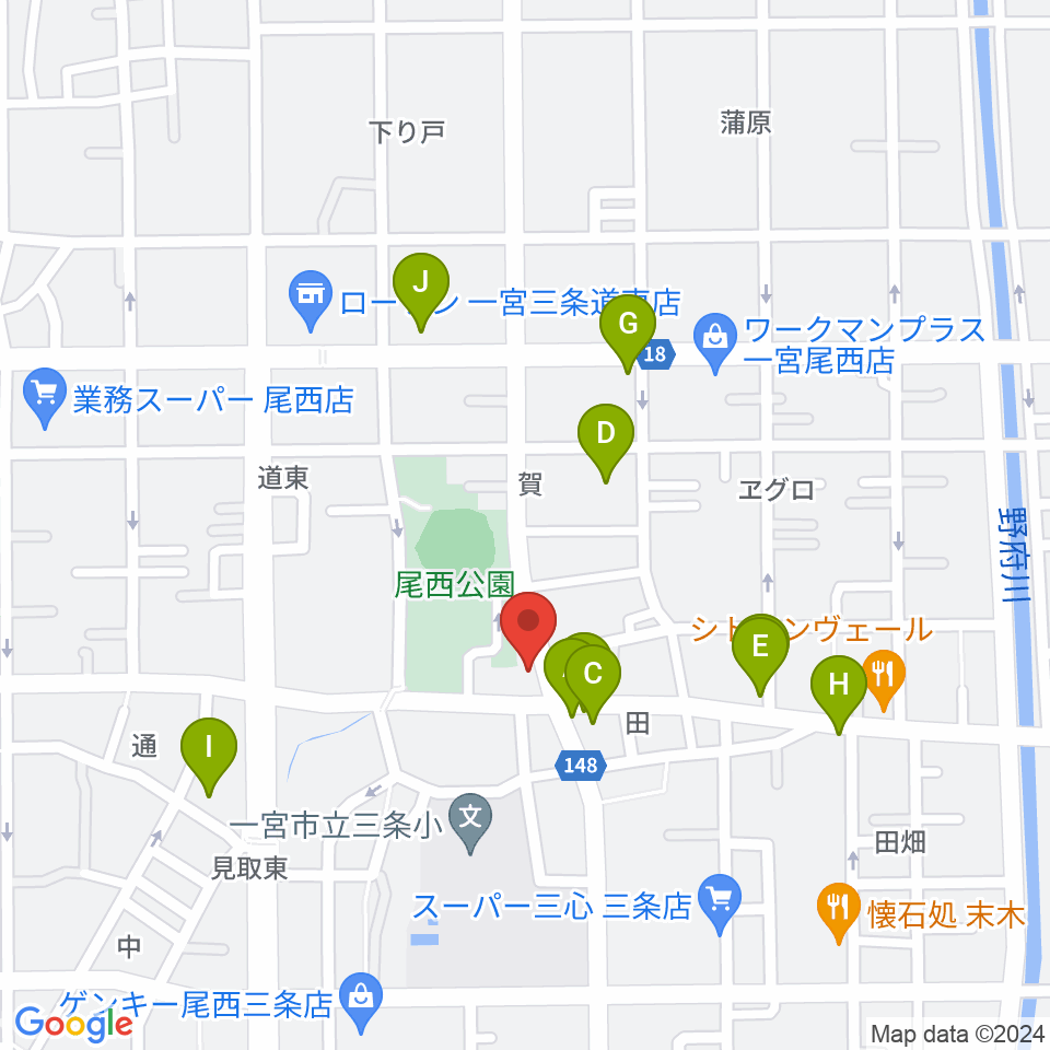 クラヴィア音楽教室周辺のファミレス・ファーストフード一覧地図