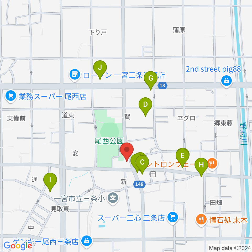 クラヴィア音楽教室周辺のファミレス・ファーストフード一覧地図