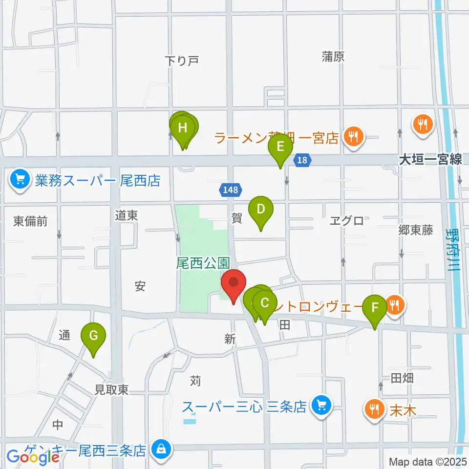 クラヴィア音楽教室周辺のファミレス・ファーストフード一覧地図