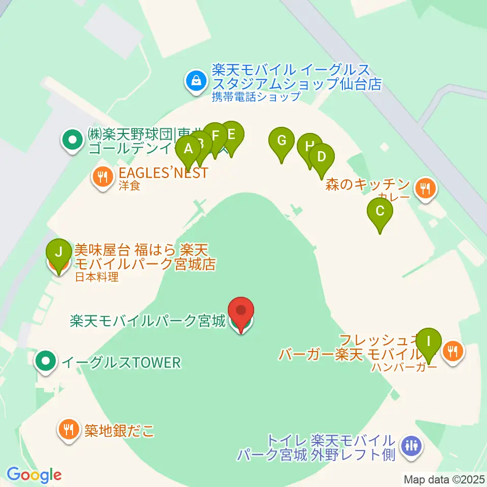 楽天モバイル 最強パーク宮城周辺のファミレス・ファーストフード一覧地図