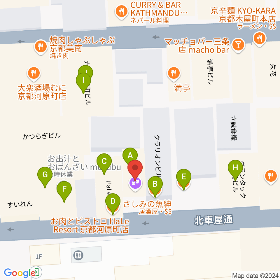 音まかす周辺のファミレス・ファーストフード一覧地図