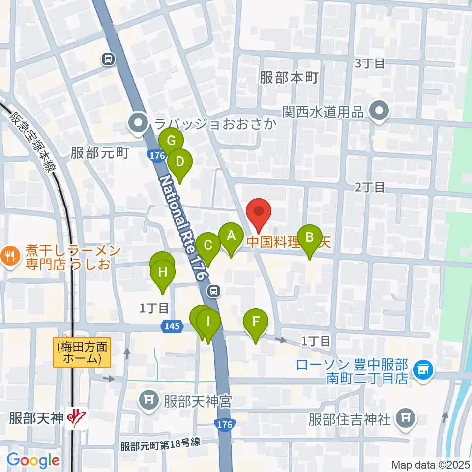ノワ･アコルデ音楽アートサロン周辺のファミレス・ファーストフード一覧地図