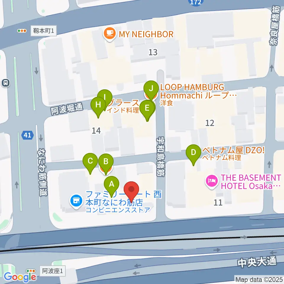 綺羅星ホール周辺のファミレス・ファーストフード一覧地図