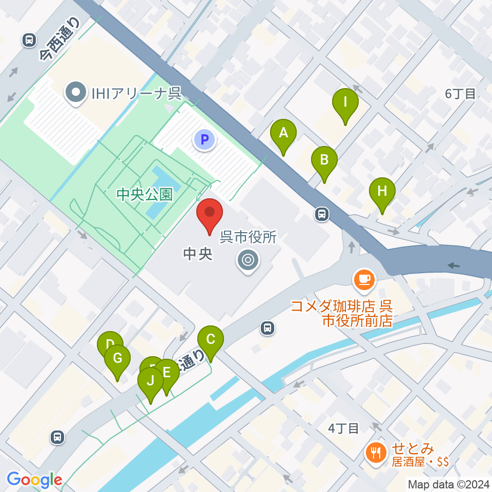 新日本造機ホール周辺のファミレス・ファーストフード一覧地図