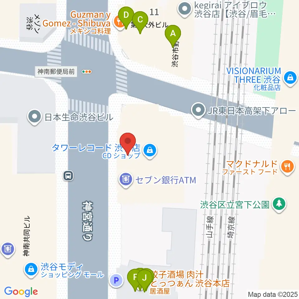 CUTUP STUDIO周辺のファミレス・ファーストフード一覧地図
