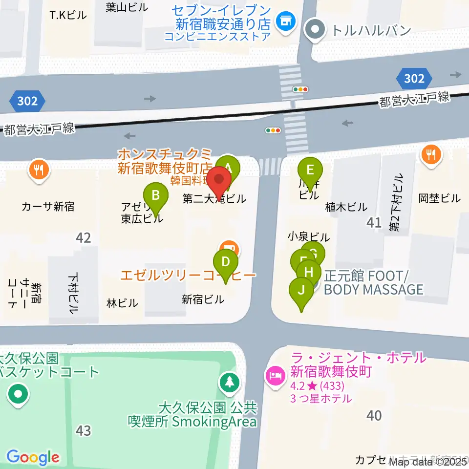 新宿SAMURAI周辺のファミレス・ファーストフード一覧地図