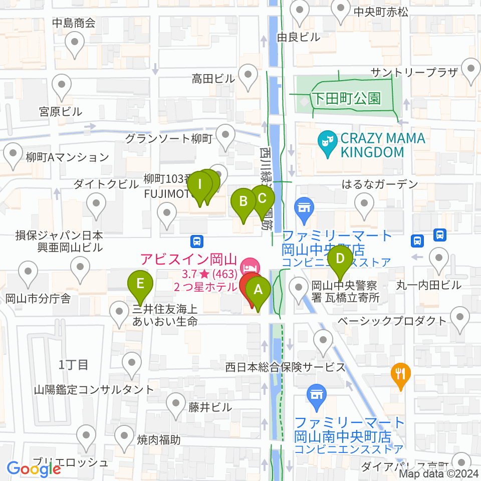 ジオンミュージックスクール周辺のファミレス・ファーストフード一覧地図