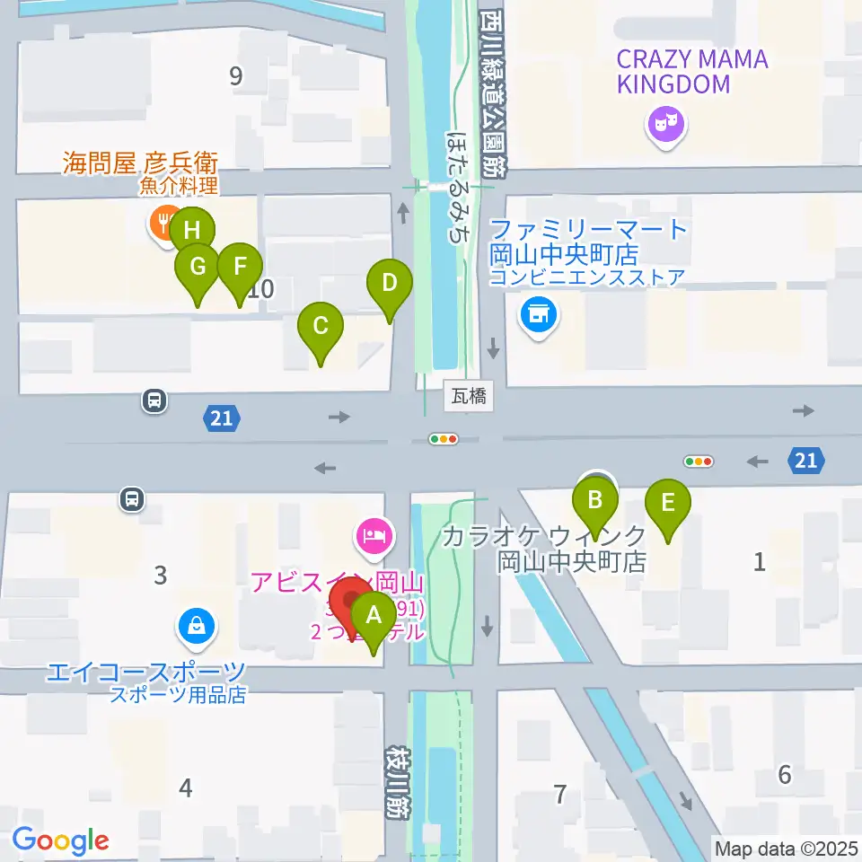 ジオンミュージックスクール周辺のファミレス・ファーストフード一覧地図