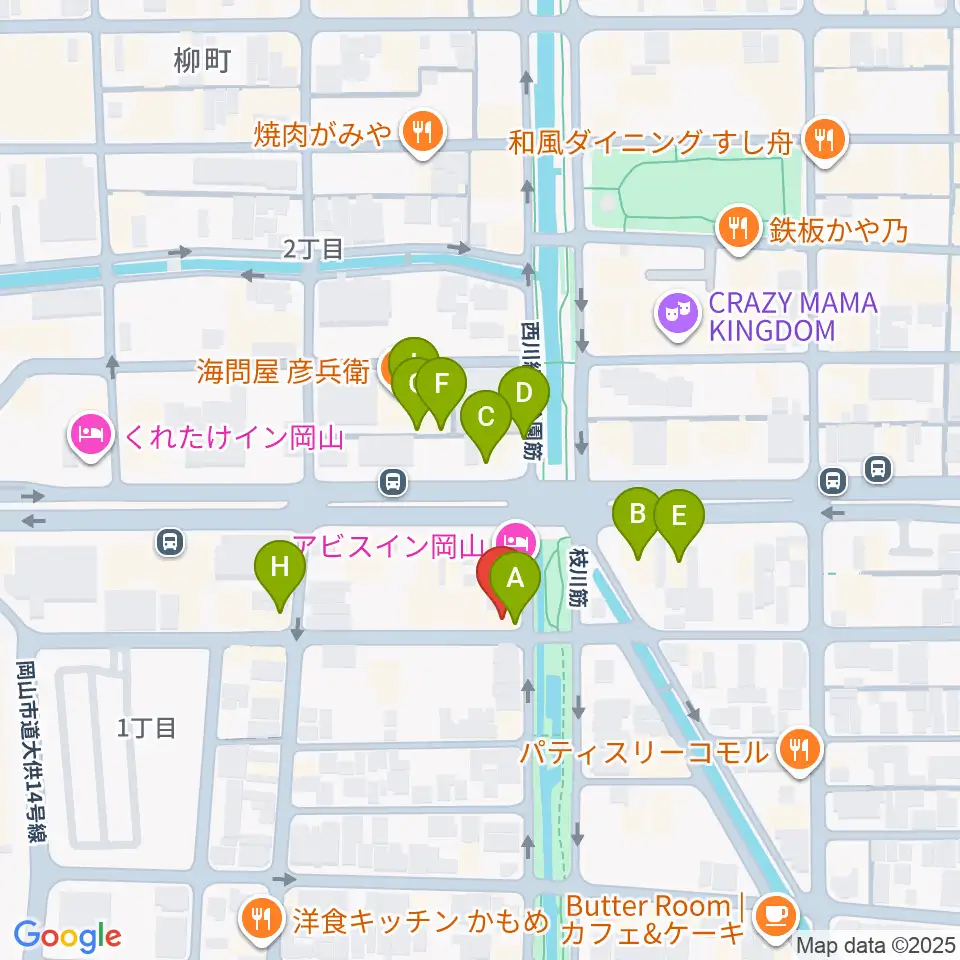 ジオンミュージックスクール周辺のファミレス・ファーストフード一覧地図