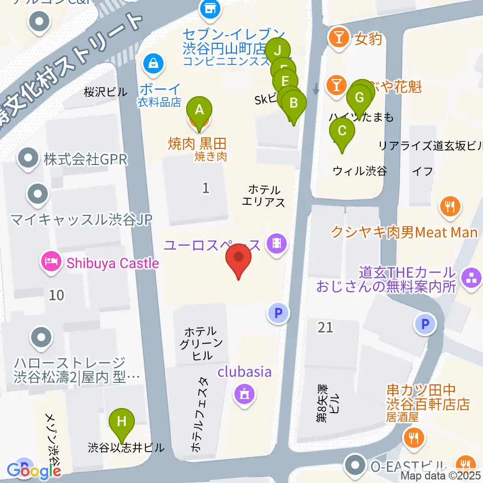 渋谷LOFT9周辺のファミレス・ファーストフード一覧地図