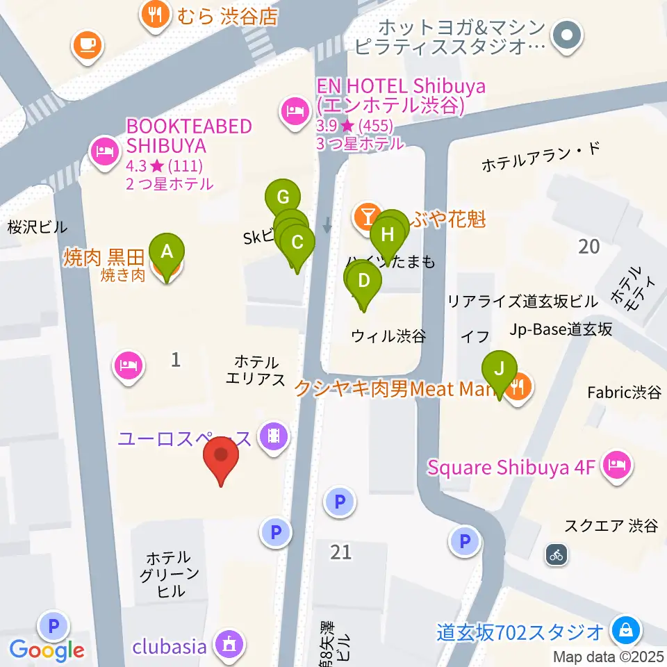 渋谷LOFT9周辺のファミレス・ファーストフード一覧地図