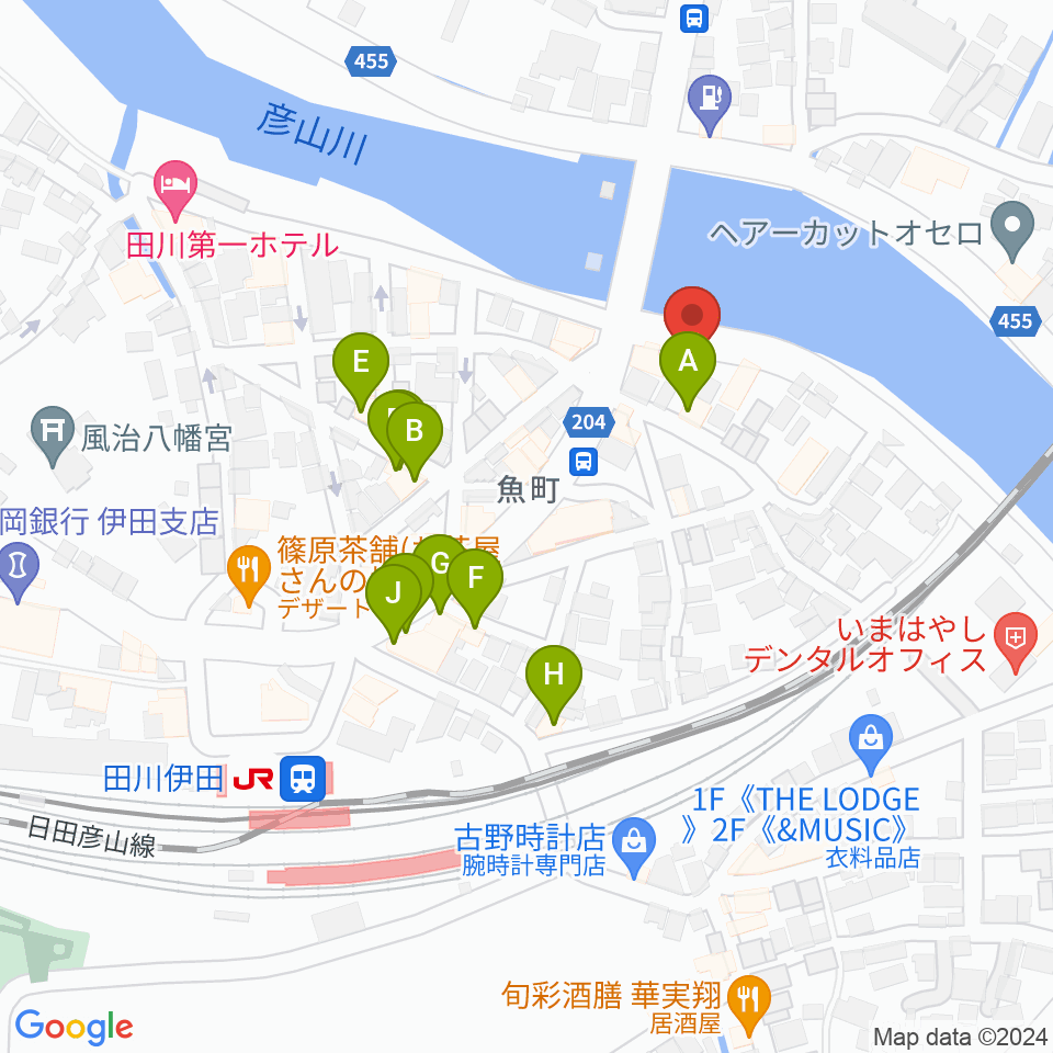 田川ダイアモンドムーン周辺のファミレス・ファーストフード一覧地図