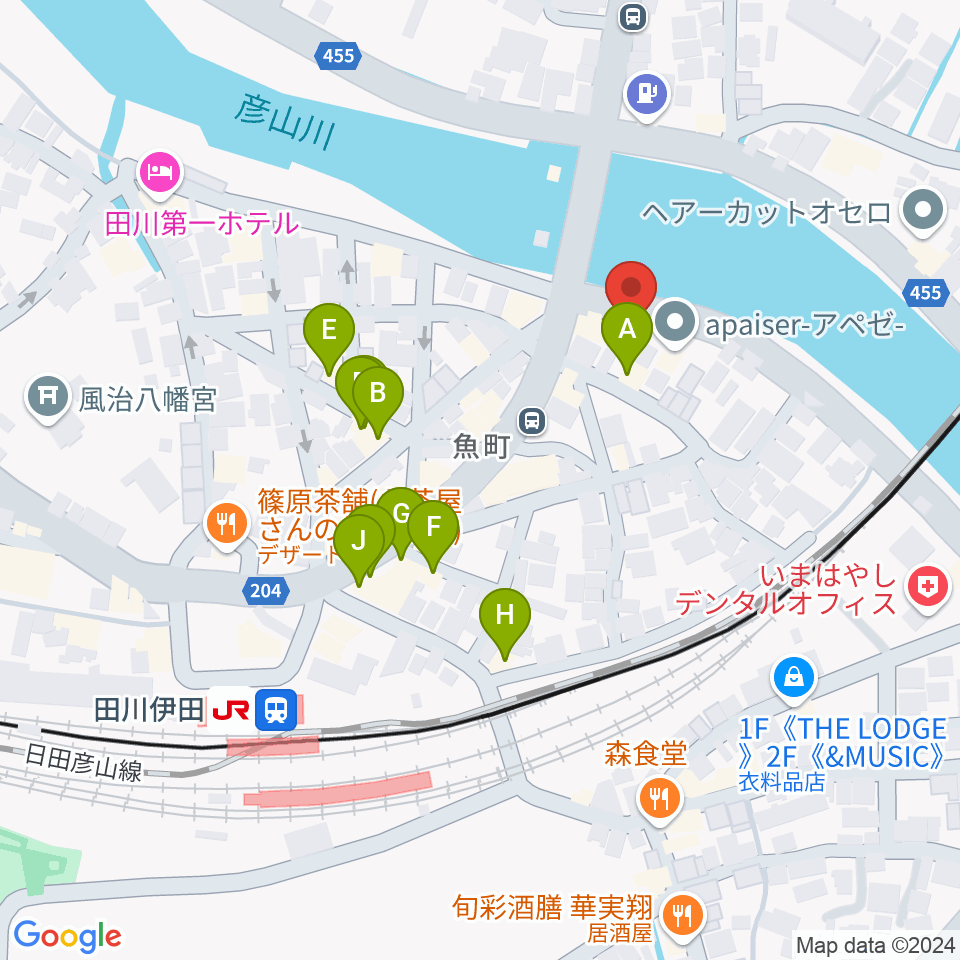 田川ダイアモンドムーン周辺のファミレス・ファーストフード一覧地図