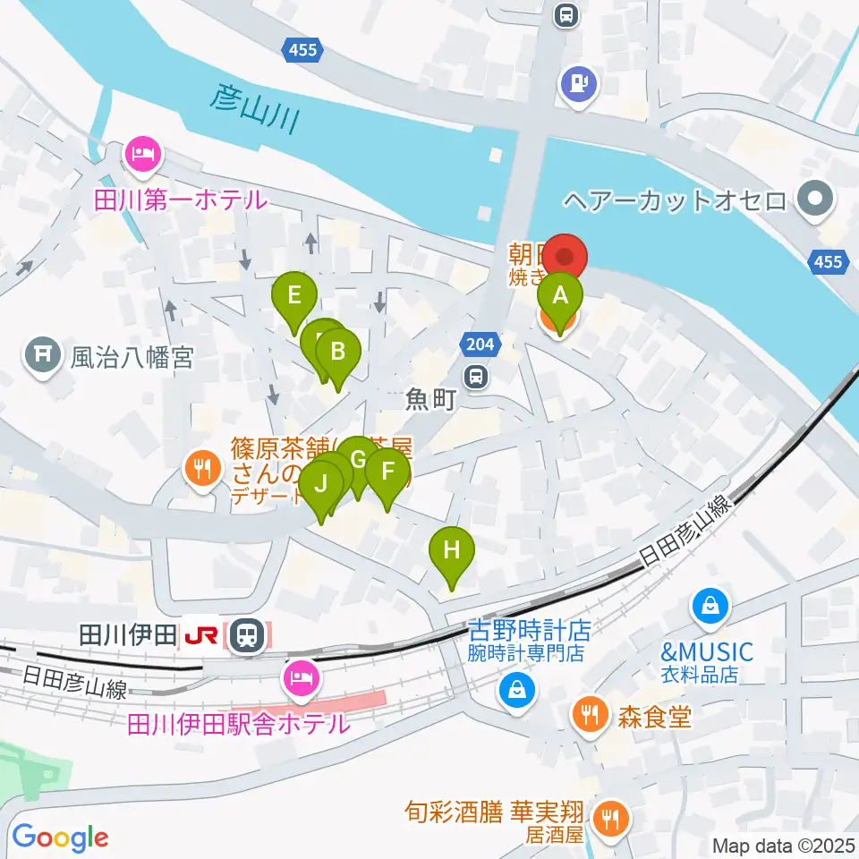 田川ダイアモンドムーン周辺のファミレス・ファーストフード一覧地図