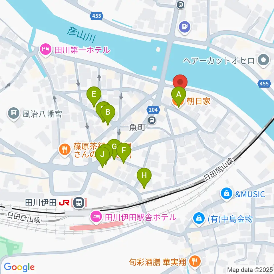 田川ダイアモンドムーン周辺のファミレス・ファーストフード一覧地図