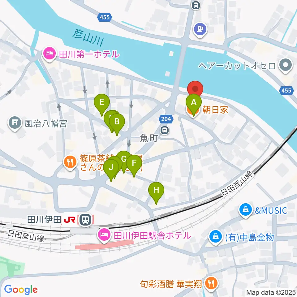 田川ダイアモンドムーン周辺のファミレス・ファーストフード一覧地図