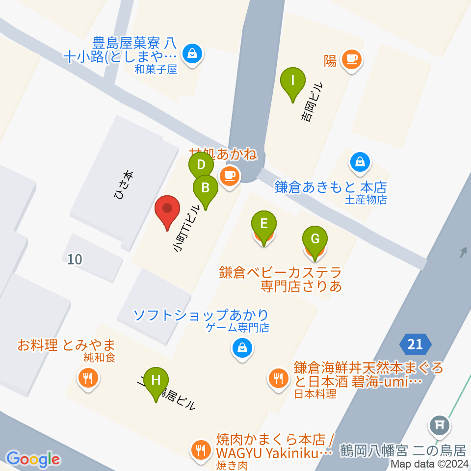 鎌倉ダフネ周辺のファミレス・ファーストフード一覧地図