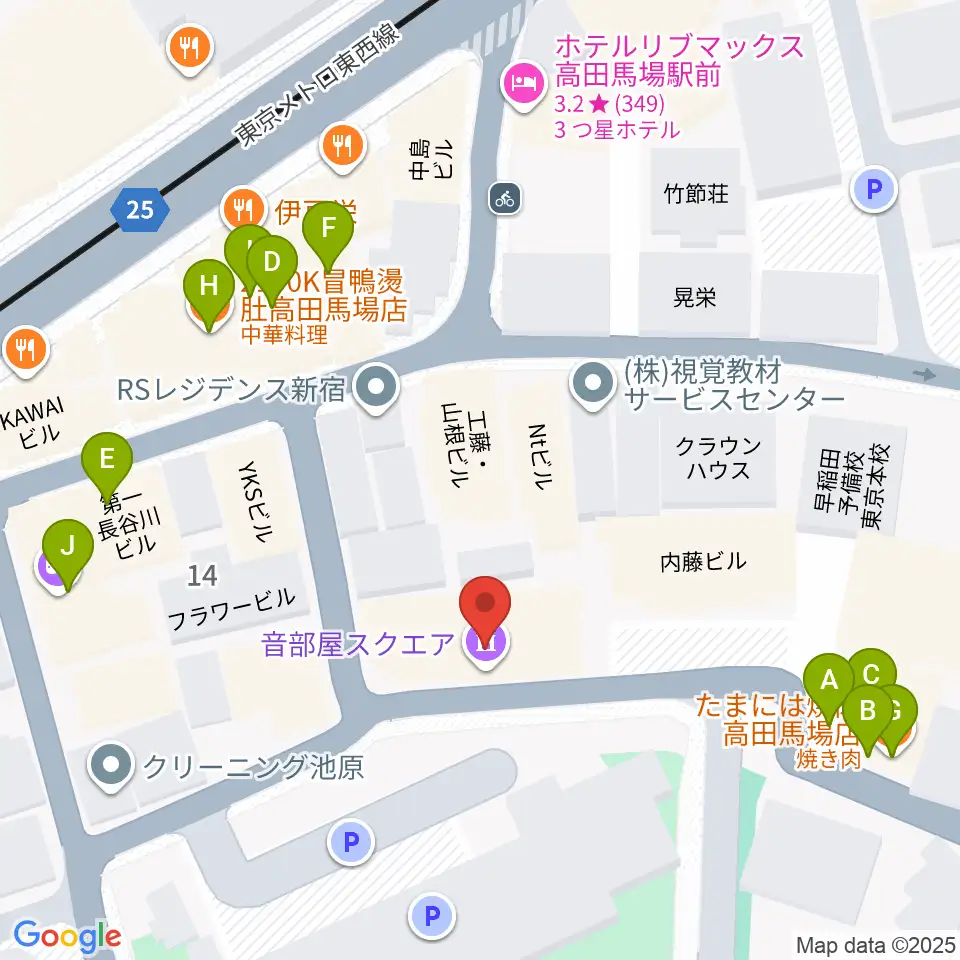 音部屋スクエア周辺のファミレス・ファーストフード一覧地図